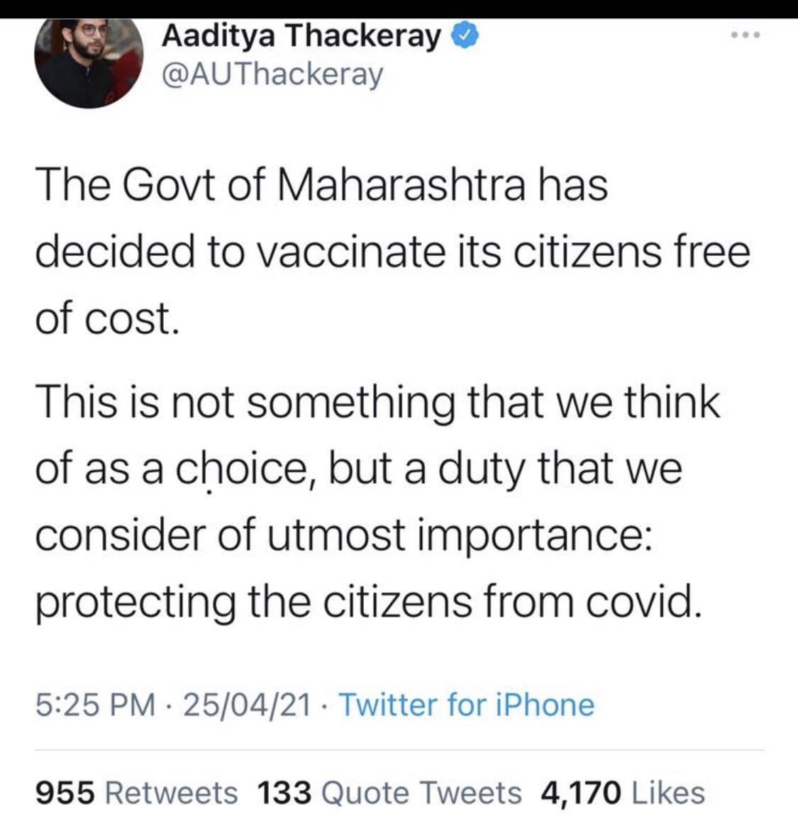 Aaditya Thackeray deleted his tweet