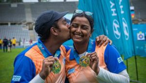 Deepika Kumari has won the gold medal for the third time