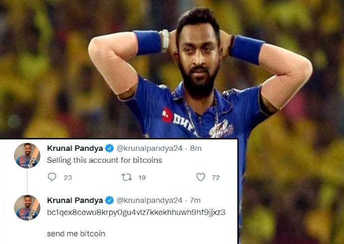 Cricketer krunal pandya's Twitter account hacked