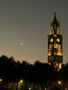 Mahashivratri crescent moon on the head of Lord Shiva seen on Rajabai Tower of Mumbai University