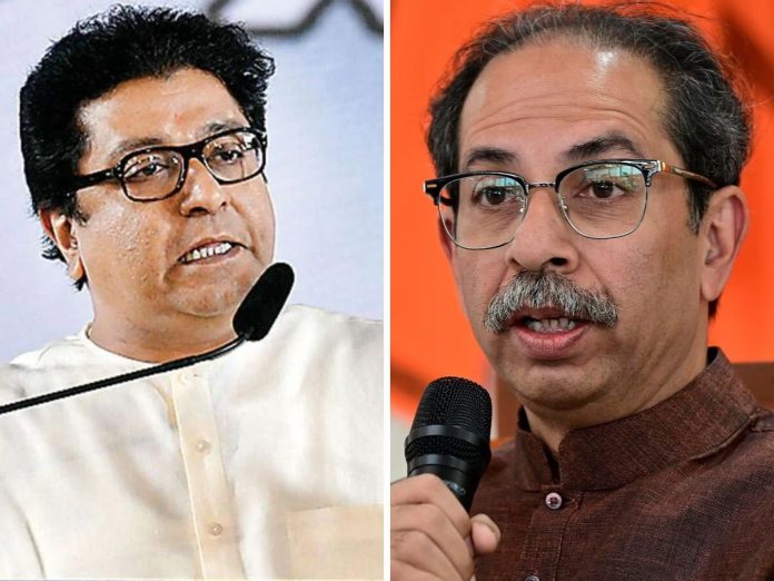 Raj Thackeray and Uddhav Thackeray come together posters front of shivsena bhavan