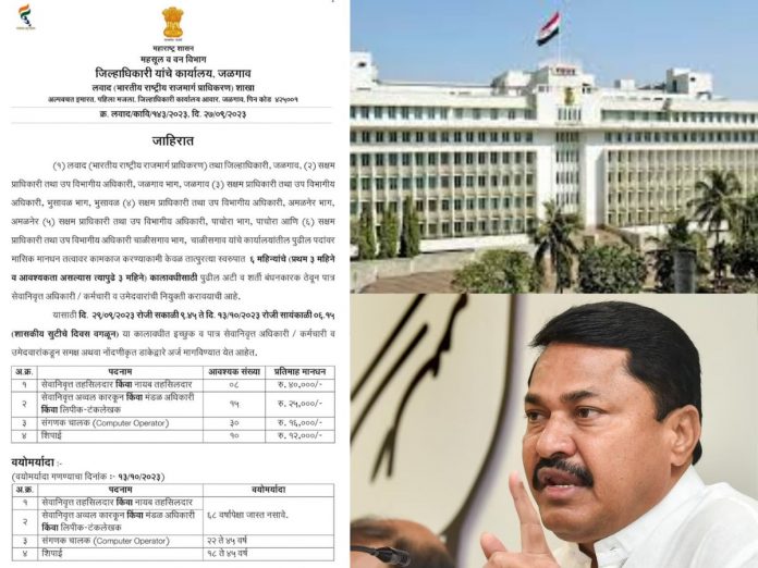Jalgaon collector published advt for tehsildar post to be filled on contract basis