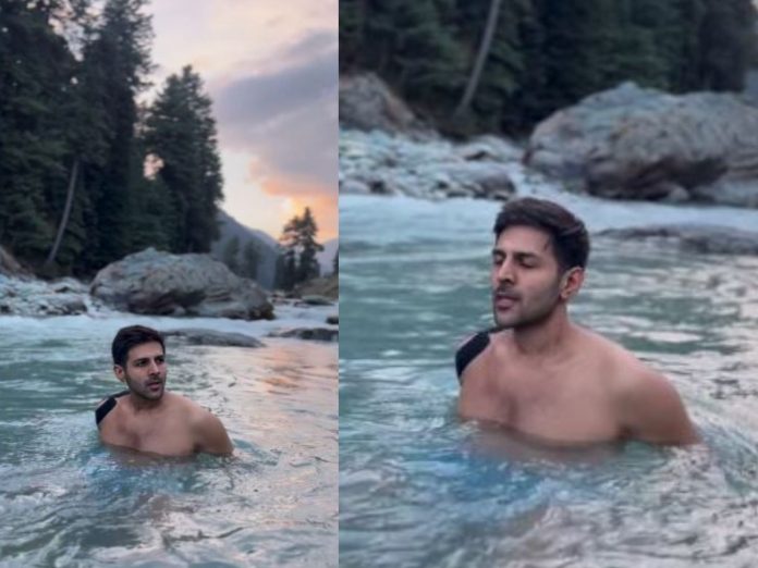 Kartik Aaryan Ice Bath in Kashmir river for upcoming movie Chandu Champion