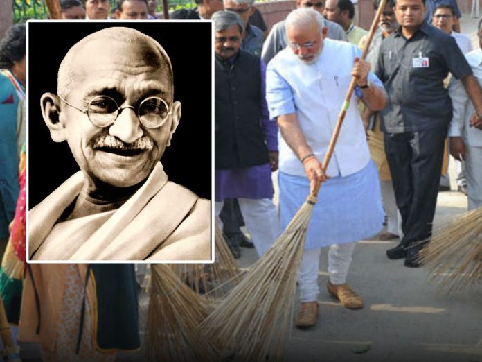 Mahatma Gandhi Jayanti Narendra Modi began Swachcha Bharat Abhiyan at eve of Gandhi Jayanti